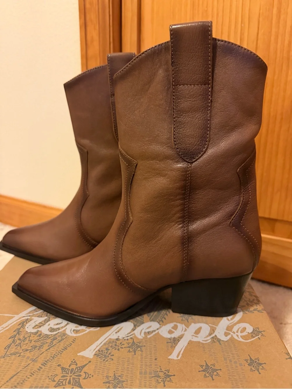 Free People Cat Nap Leather Cowboy Boots- NWT